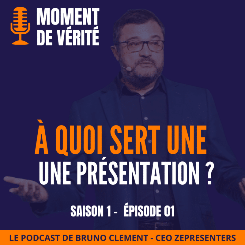 Image conceptuelle pour l'épisode 01 du podcast 'Moment de Vérité' sur l'objectif d'une présentation